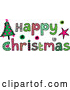 Vector of Patterned Sketched Happy Christmas Text with a Tree by Prawny