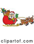 Vector of Peace Sign Santa Navigating Sleigh with Reindeer by Dennis Holmes Designs