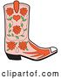 Vector of Pink Cowgirl Boot with a Pattern of Red Roses by Andy Nortnik