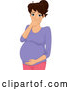 Vector of Pregnant Brunette White Lady with Morning Sickness by BNP Design Studio