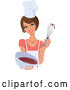 Vector of Pretty Brunette White Lady Holding up a Whisk and a Bowl of Cake Mix by Monica