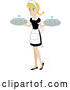 Vector of Pretty White Waitress Carrying Beverages on Trays by Rosie Piter