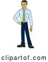 Vector of Proud Cartoon Asian Businessman Posing by Cartoon Solutions