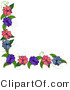 Vector of Purple, Blue and Pink Flowers on Corner Vine Design Element by Pams Clipart