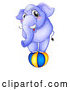 Vector of Purple Elephant Balancing on a Ball by