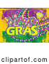 Vector of Purple Yellow and Green Mardi Gras Flag Background with Text and Beads by Pushkin