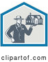 Vector of Real Estate Agent Man Holding a House in a Shield by Patrimonio