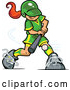 Vector of Red Haired White Baseball Player Girl Batting by Clip Art Mascots