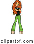 Vector of Red Haired White Lady Standing with Folded Arms by Clip Art Mascots
