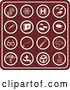 Vector of Red Medical Icons Collage: Dna, Molecules, Hospital Signs, Pills, Syringes, First Aid KChildren, Rx, Doctor Bag, Glasses, Stethoscopes, Thermometers, and Microscopes by AtStockIllustration
