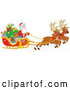 Vector of Reindeer Pulling Santa and Sleigh Filled with Gifts by Alex Bannykh