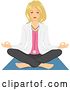 Vector of Relaxed Blond White Female Doctor Doing Yoga and Meditating by BNP Design Studio