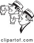 Vector of Retro Black and White Men Drinking Beer Together by BestVector