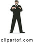 Vector of Retro Secret Agent Standing with Folded Arms by Patrimonio