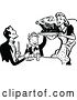Vector of Retro Vintage Black and White Mother Serving Roasted Turkey by Prawny Vintage