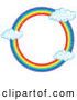 Vector of Round Rainbow Frame with Clouds by