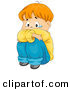Vector of Sad Cartoon Boy Crying While Seated on Ground or Floor by BNP Design Studio