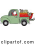 Vector of Santa Claus Driving Pickup with Sleigh by Djart