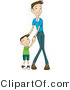 Vector of Scared Son and Father Holding Hands by BNP Design Studio