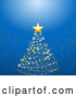 Vector of Scribble, Snow and Star Christmas Tree over a Blue Glowing Background by Elaineitalia