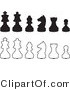 Vector of Silhouetted and Outlined Chess Pieces by Frisko