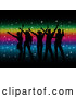 Vector of Silhouetted Dancers over Rainbow Colored Mosaic Background by KJ Pargeter