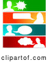 Vector of Silhouetted Talking Avatars with Copyspace on Colorful Banners by KJ Pargeter