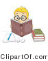 Vector of Smart Boy Wearing Glasses and Reading Books by BNP Design Studio