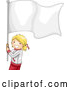Vector of Smiling Young Blond White Girl Carrying a Blank Flag by BNP Design Studio