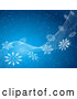 Vector of Snowy Blue Background with White Waves and Snowflakes Spanning Diagonally Across by KJ Pargeter