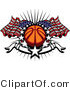 Vector of Stars Surrounding Basketball with American Flags and a Banner by Chromaco