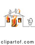 Vector of Stick Guy Standing near His Burning House by NL Shop