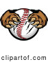 Vector of Strong Cartoon Bear Paws Tightly Gripping a Baseball with Its Sharp Claws by Chromaco