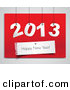 Vector of Suspended 2013 over Red with Happy New Year Greeting over Red by Eugene