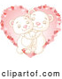 Vector of Sweet Polar Bear Couple Hugging over a Pink Heart by Pushkin