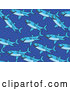 Vector of Swimming Sharks - Blue Background Theme by Prawny