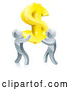 Vector of Team of 3d Silver Men Carrying a Giant Gold USD Dollar Symbol by AtStockIllustration