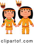 Vector of Thanksgiving Native American Girl and Boy by Pushkin