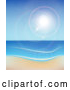 Vector of the Sun Shining over the Sea and a Beach by Vectorace