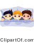 Vector of Three Happy Boys Laying in Bed by BNP Design Studio
