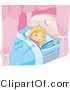 Vector of Tired Baby Girl Sleeping in a Canopy Bed by BNP Design Studio