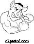 Vector of Tough Black and White Muscular Boxer Pig for a BBQ Competition Design by LaffToon