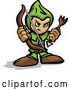 Vector of Tough Cartoon Archer Holding a Bow and Arrow by Chromaco