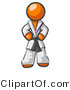 Vector of Tough Orange Guy in a White Karate Suit and a Black Belt, Standing with His Hands on His Hips by Leo Blanchette