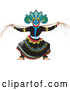 Vector of Traditional Sinhala Devil Dancer in a Horned Mask 4 by Lal Perera