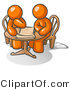 Vector of Two Guys Sitting at a Table, Discussing Papers by Leo Blanchette