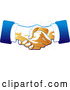 Vector of Two Hands of Business Men Engaged in a Deal Binding Handshake, in Blue and Tan Tones by Tonis Pan