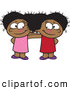 Vector of Two Happy Cartoon Black Girls Posing Together While Smiling at Each Other by Toonaday