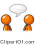 Vector of Two Orange Business Guys Having a Conversation with a Text Bubble by Leo Blanchette