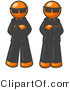Vector of Two Orange Guys Standing with Their Arms Crossed, Wearing Sunglasses and Black Suits by Leo Blanchette